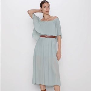 Zara cape sleeve pleated dress